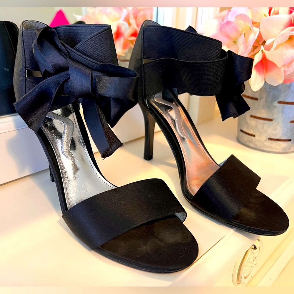 Nina black strappy dance heels